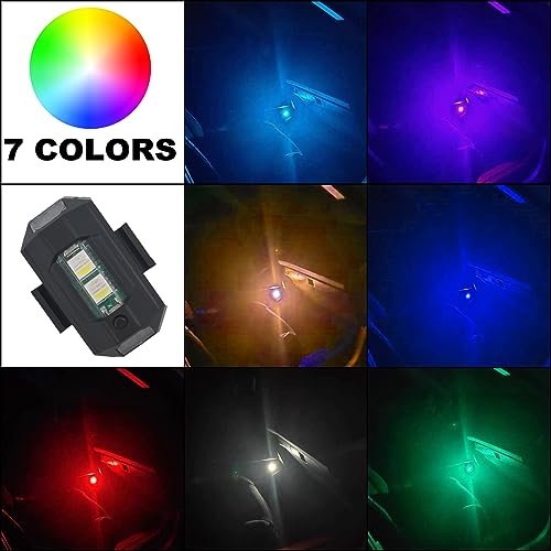 4PCS Rechargeable Night Warning Light LED Strobe Lights 7 Colors Drone Anti-Collision Lights for Car Motorcycle Boat