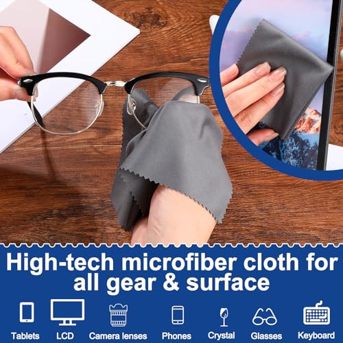 Frienda 50 Pcs Microfiber Glass Cleaning Cloths Lens, Dark Gray - color: Dark Gray