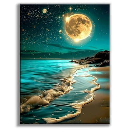 Diamond Art Kits for Adults, Beach DIY 5D Diamond Painting for Beginners - color: BLKJDP10