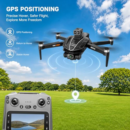 GPS Drones with 4K Camera for Adults EIS, 5G RC Drone with 4.5" HD Screen - color: Black