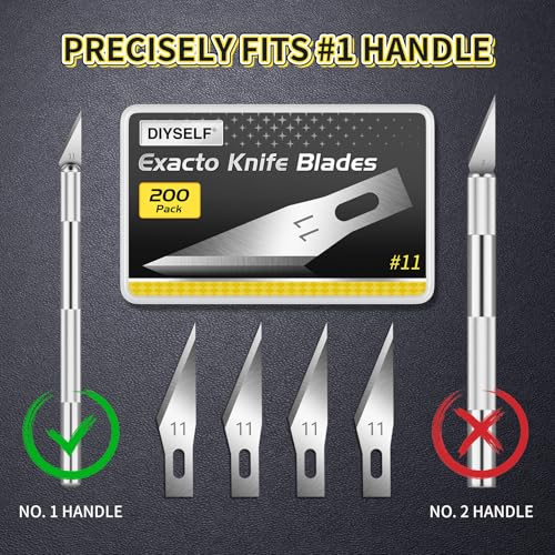 DIYSELF 200 PCS Exacto Knife Blades #11, High-Carbon Exacto Blades Refills - size: 200 Pack