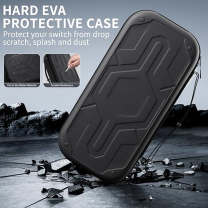 PAWDIARY Black Switch 2 Carrying Case Travel Pouch, Accessories Bundle with Heavy Duty Switch 2 Dockable Cover, HD Screen Protector, and 8 Thumb Caps - color: Black-Heavy duty
