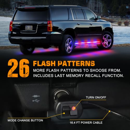 XRIDONSEN 2 Pack 70-Inch Red Blue 864 LED Running Board Strobe Lights Strip - color: Red/Blue