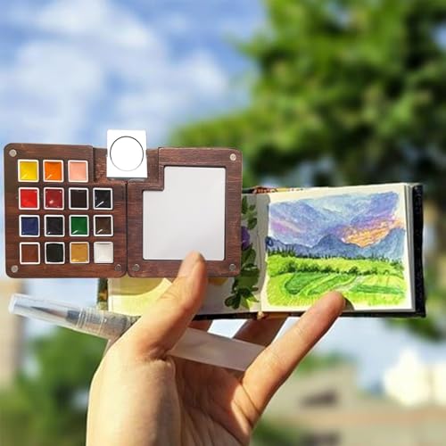 Travel Watercolor Paint Set - Pocket 15-Color Mini Kit with Sketchbook - color: 15 Colours with Sketchbook