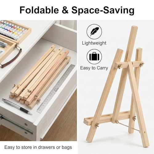 4 Pack Tabletop Wooden Easels, 11.8 Inch Adjustable Foldable