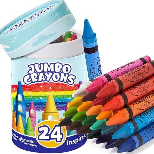 Crayons 24 Count, Jumbo Crayons for Toddlers Kids Coloring & Arts Supplies