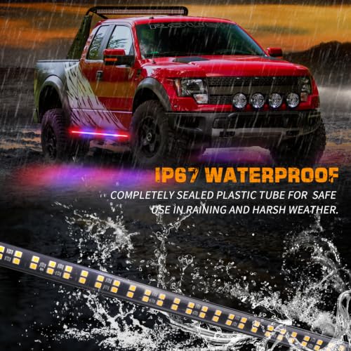 XRIDONSEN 2PCS 60 inch Strobe Lights Strip 720 LED Running Board Lights - color: Red/Blue