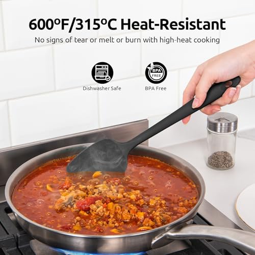 U-Taste 600ºF Heat Resistant Silicone Spatulas for Cooking, 4Pcs/Black - color: Black