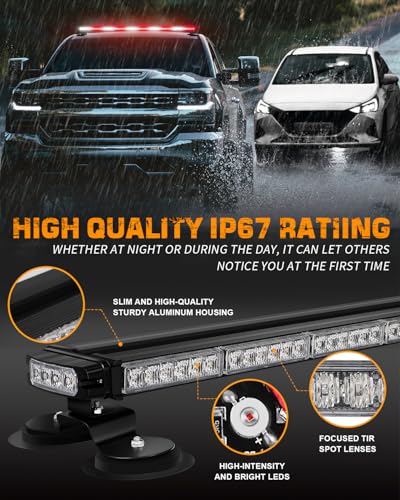 XRIDONSEN 45.5" 128 LED Roof Strobe Lights Red White Strobe Light Bar - color: Red/White