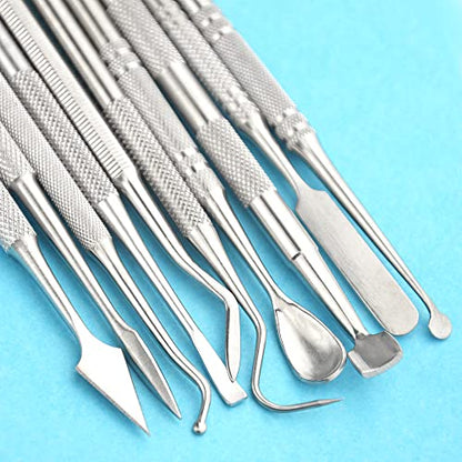 TOVOT 10PCS Stainless Steel Clay Sculpting Tools Metal Sculpting Tools Double-Side Clay Modeling Tools Wax Carving Tools (Silver-2) - color: Silver-2
