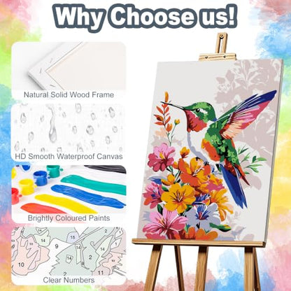 Hummingbird Framed Paint by Numbers Kit for Adults Beginner 8x12 inch - color: Frame-OP-US04