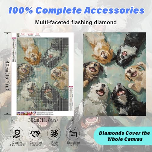 Happy Dogs Diamond Art Kits for Adults,Funny Animal Diamond Painting - color: DP03652