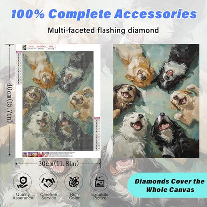 Happy Dogs Diamond Art Kits for Adults,Funny Animal Diamond Painting - color: DP03652