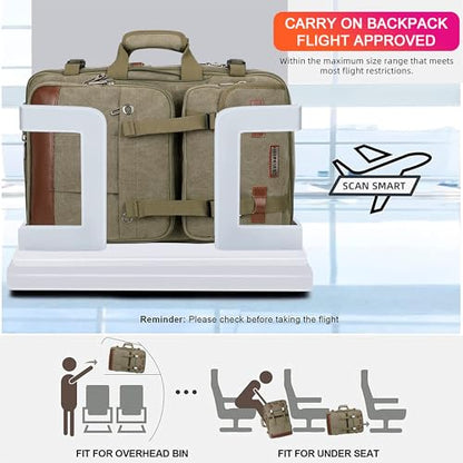 WITZMAN Canvas Travel Backpack for Men Large Laptop Backpack Fits 16 Inch - color: Army Green