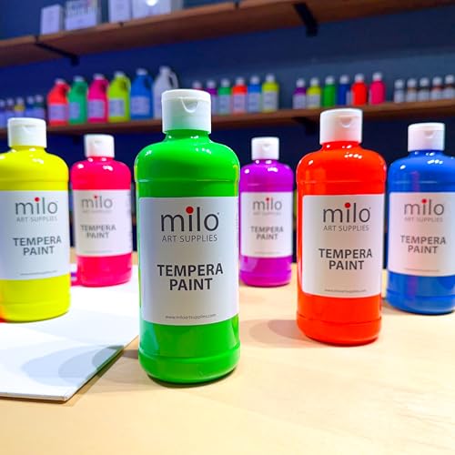 milo Fluorescent Washable Tempera Paint Set, 6 Neon UV Colors, 16oz Bottles - style: Fluorescent Tempera 6 x 16 oz