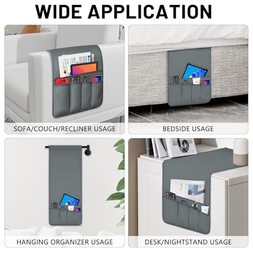 Remote Control Holder for Armchair Caddy, Remote Holder with 5 Pockets - color: Gray, size: 35"x12.4"