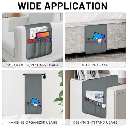 Remote Control Holder for Armchair Caddy, Remote Holder with 5 Pockets - color: Gray, size: 35"x12.4"