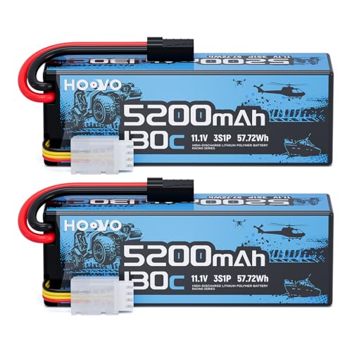 HOOVO 3S Lipo Battery,5200mAh 130C 11.1V Lipo Batteries Pack TR Plug 2 Pack