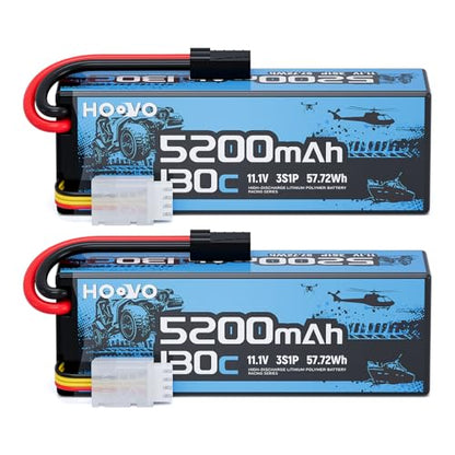 HOOVO 3S Lipo Battery,5200mAh 130C 11.1V Lipo Batteries Pack TR Plug 2 Pack