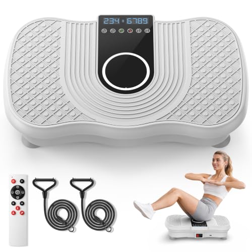 Vibration Plate Exercise Machine Vibrate Platform Full Body Skaking Fitness - color: White