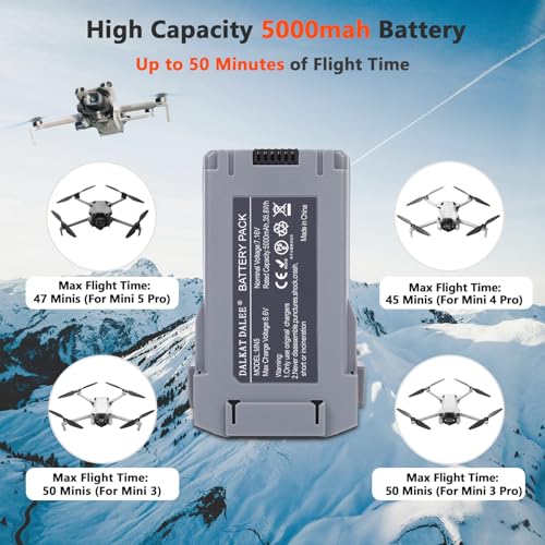 Intelligent Flight Battery Plus Compatible with DJI Mini 5 Pro, Mini 4 Pro, Mini 3 Pro, Mini 3, 5000mAh 50 Mins Max Flying Time Upgraded Drone Battery Replacement Parts