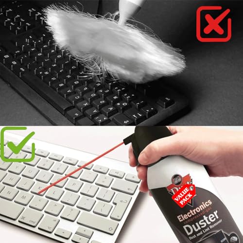 OPTEMS Compressed Air Duster for Electronics – 10oz (Pack of 2) with Cleaning Sponge – Dust-Off Spray for Computers, Keyboards, Cameras, Consoles – Ozone Safe & Residue Free