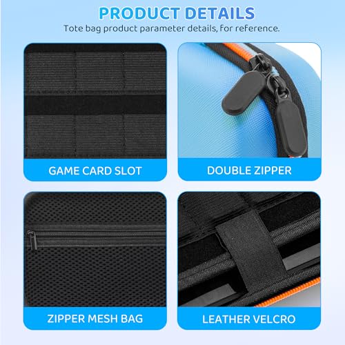 PAWDIARY Blue Switch 2 Carrying Travel Bag Accessories, with Hardshell PC Case Dockable Compatible with Nintendo Switch 2 2025 Console, HD Screen Protector and 2 Thumps Caps - color: Blue