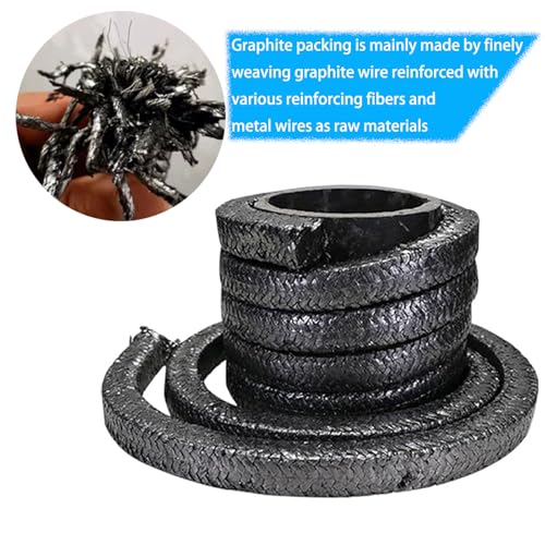 Flexible Graphite Braided Compression Packing ，for Pump Valve or Mechanical Seal 5/8” x 5/8”，10 feet - size: 5/8”，10 feet