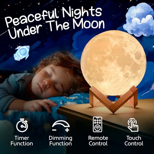 Mind-Glowing 3D Moon Lamp, 16 Colors, Touch/Remote Control (5.9 inch) - color: Moon, size: 5.9 Inch