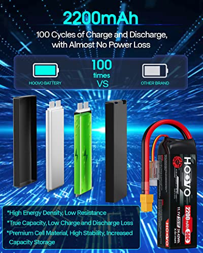 HOOVO 3S 11.1V 2200mAh 50C Lipo Battery with XT60 Connector 2 Pack