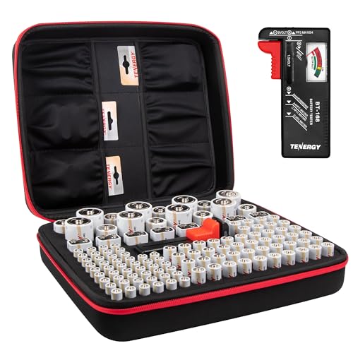 Tenergy Large Battery Organizer Storage Case with Battery Tester, Holds 120 Batteries AA AAA C D 9V (Batteries not Included) - size: Holds 120 Batteries