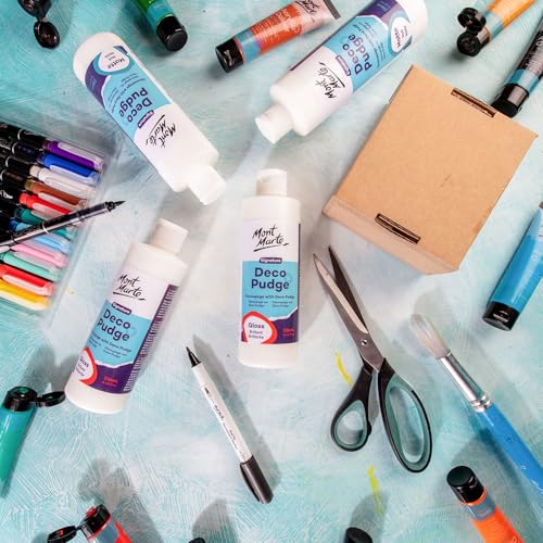 Mont Marte Deco Pudge Craft Varnish Signature 236ml (8 US fl.oz) 3PACK- Gloss, Multi-Purpose Clear Craft Sealer, Varnish, Decoupage Glue, Ideal for Acrylic Paints, Paper, Wood, Ceramics, Fabrics, Clay - color: Gloss, size: 8 Fl Oz (Pack of 3)