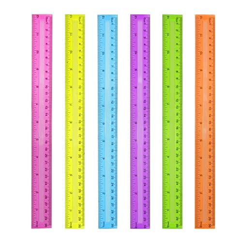 30 Pack Clear Plastic Rulers 12 Inch, Transparent Bulk Rulers for Classroom