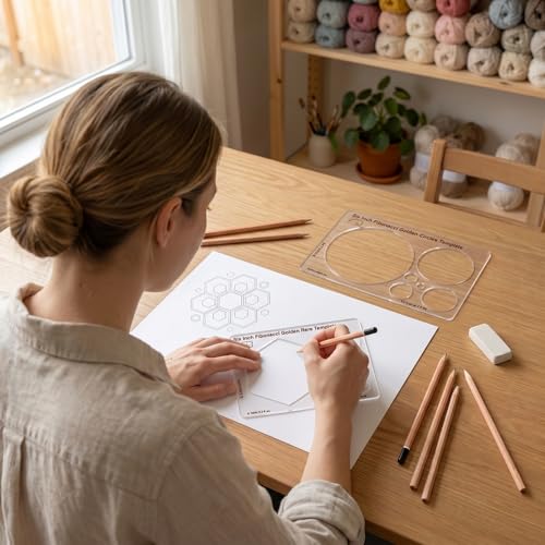 Fibonacci 6" 3-Piece Drawing Template Set, Golden Ratio Stencils - style: Set - 6" Triangle/Pentagon/Hexagon