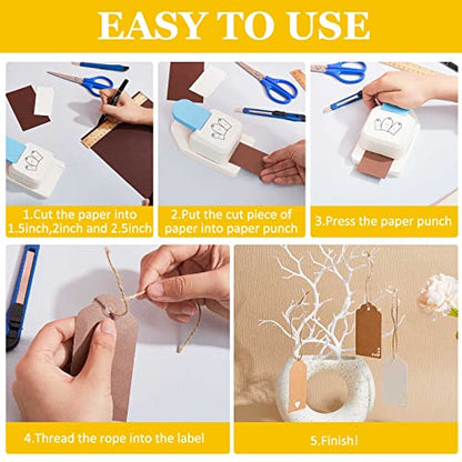 Lewtemi 3 in 1 Craft Tag Punch, 1.5/2/ 2.5" Gift Tag Paper Punches for DIY - style: 3 in 1