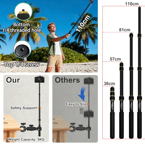 Motorcycle Camera Mount Kit With 43” Selfie Stick Compatible for Insta 360 - color: Golden