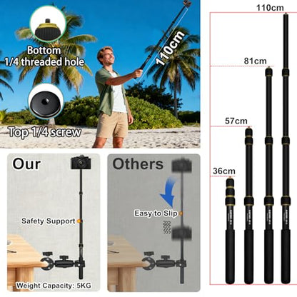 Motorcycle Camera Mount Kit With 43” Selfie Stick Compatible for Insta 360 - color: Golden