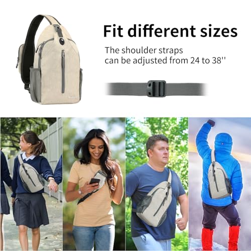 MAYLISACC Sling Bag Reversible Crossbody Chest Daypack Lightweight Hiking - color: Beige