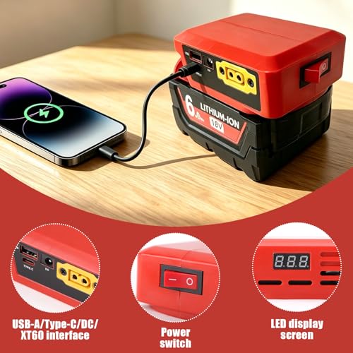 Multifunction Adapter for MIL 18V Batteries - color: red(for "MIL")