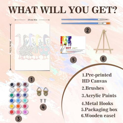 Duck Paint by Numbers Kit for Adults Beginner & Kids with Frame 8x12inch - color: Ducks(Framed), size: 8x12inch