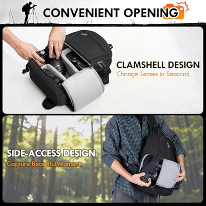 RAINSMORE Camera Sling Bag, Small Dslr/Mirrorless Camera Bag & Case - color: Black