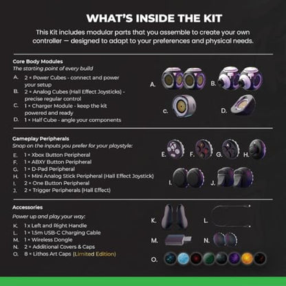 ByoWave Proteus Controller Kit – Modular Gaming Controller with 15+ Interchangeable Parts, Custom Remapping & LED Lighting – Works with PC, Steam Deck & Xbox Series X|S – Lithos Collection Limited Edition