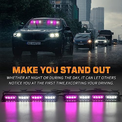 XRIDONSEN 2 in 1 2x 14 inch Strobe Light Bar - color: Purple and White