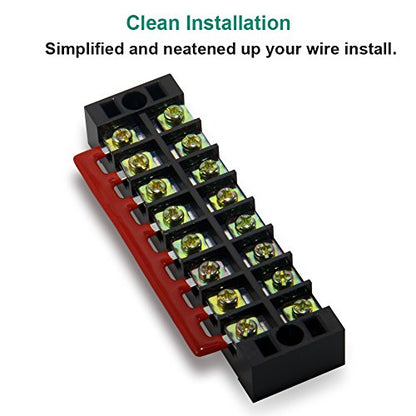 Terminal Block Strip, 8 Circuits 600V 25A, Dual Row Screw, 4 Sets - size: 25A 8P+8pcs Jumpers