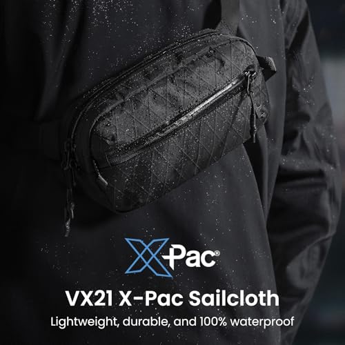 tomtoc 1.5L X-Pac Sling Bag with RFID Blocking Crossbody Pack for Men Women - color: X-Pac Black, size: 1.5L