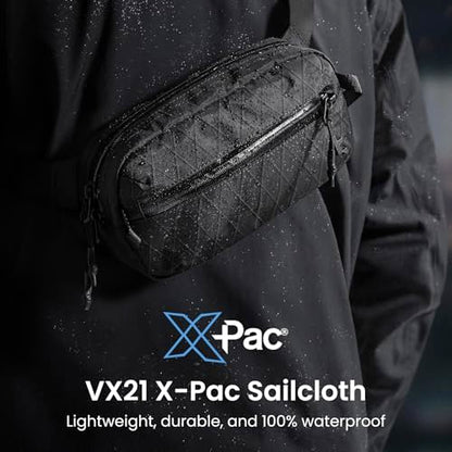 tomtoc 1.5L X-Pac Sling Bag with RFID Blocking Crossbody Pack for Men Women - color: X-Pac Black, size: 1.5L