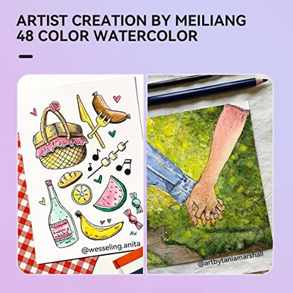 MeiLiang 48 Colors Watercolor Paint Set with Brush - style: Solid Set 48 Color
