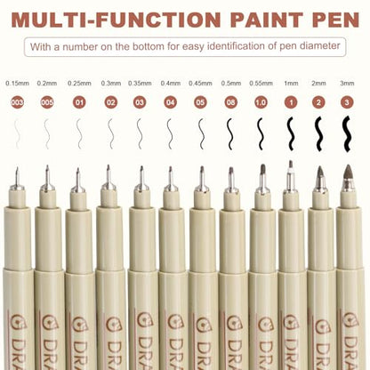 MECCANIXITY 01 Fineliner Ink Pens, 3Pcs 0.25mm Brown Micro Pens with Waterproof Archival Ink for Watercolor Sketching Cartoon Technical Drawing - style: 01#