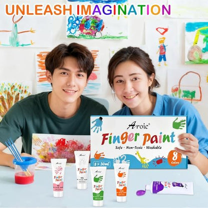 AROIC 8PCS Washable Finger Paint, Non-Toxic Finger Paints - color: 8 colors (1.05oz)