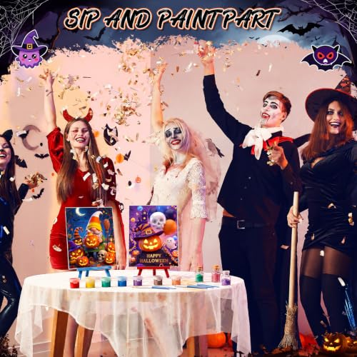 Blosssound 24 Set Halloween Pre Drawn Canvas 5x7'' with Easel - style: Cute Halloween